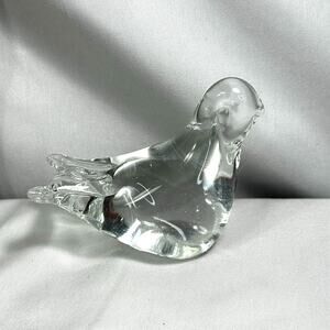 Art Glass Bird Figurine Paperweight Unmarked Clear Glass